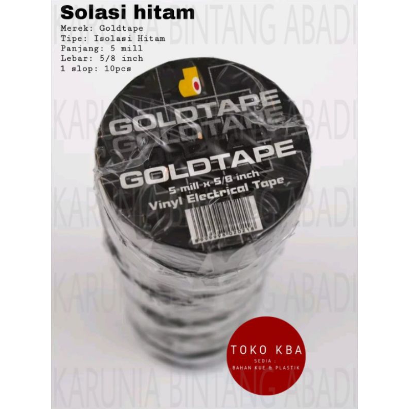 

Isolasi PVC Listrik Tape Vinyl Hitam Elektrikal 5/8" x 5 mill Goldtape ( 10 pcs )