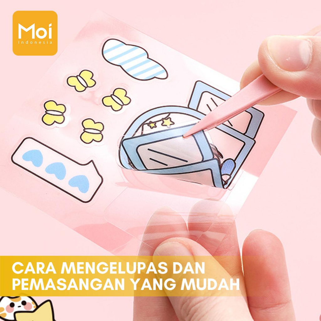 Moi Momo Stiker Model Terbaru PVC Waterproof Motif Kartun