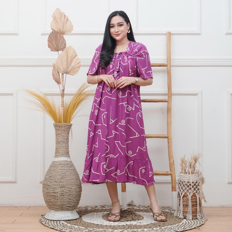 DASTER JUMBO LD 130 POLOS BUSUI HOMEDRESS | DASTER BATIK SUPER BAHAN RAYON PREMIUM DASTER LENGAN PEN