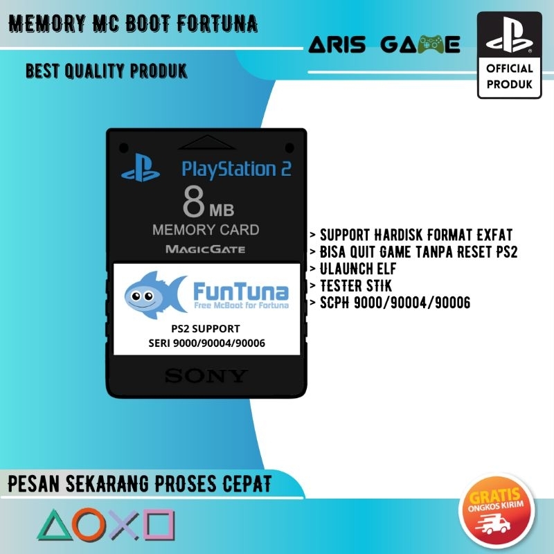 MEMORY MC BOOT FORTUNA UNTUK PS2 SCPH 90006 PS2 SERI 9