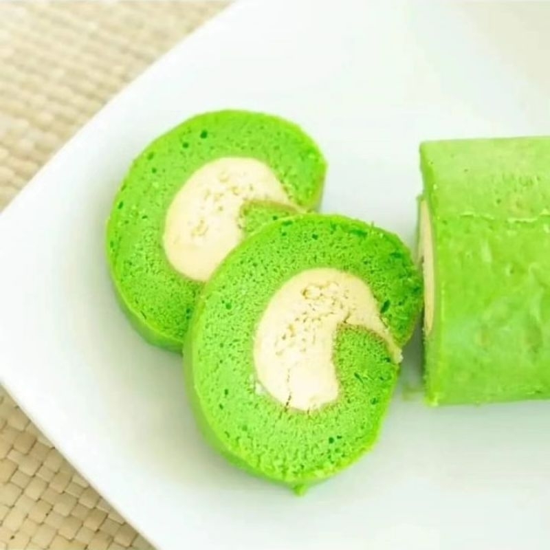 

Bolu gulung pandan keju 10x10 Cm