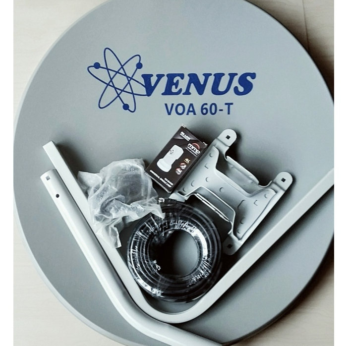 Dish Solid Offset 60cm Merk Venus lengkap LNB dan Kabel.