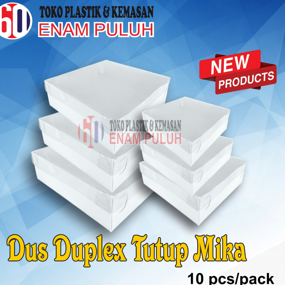 

Dus Duplex Tutup Mika isi 10 pcs/ Box Kotak Putih Tutup Mika /tebal hemat berkualitas / Hampers Tutup Mika / Box Dus Kemasan Pudding/Spiku/Marmer Cake