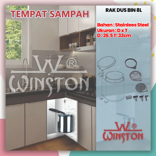 Rak SAMPAH Stainless WINSTON rak dust bin 8L