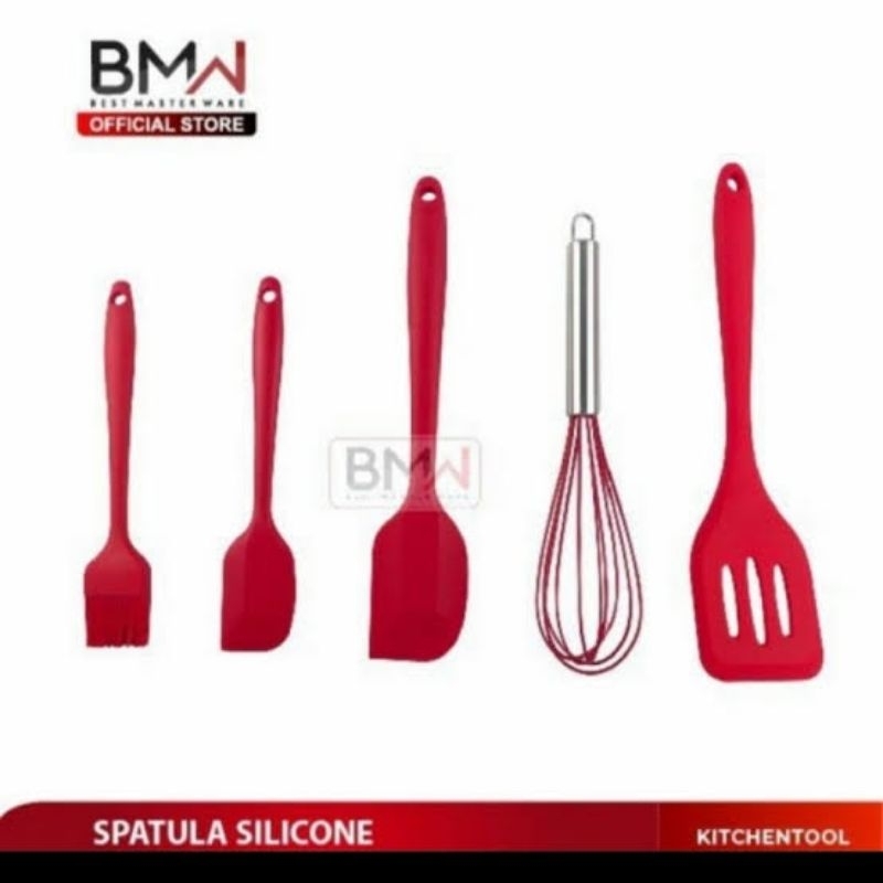 ( COD ) Spatula silikon SET 5pc tahan panas BMW / spatula set tahan panas
