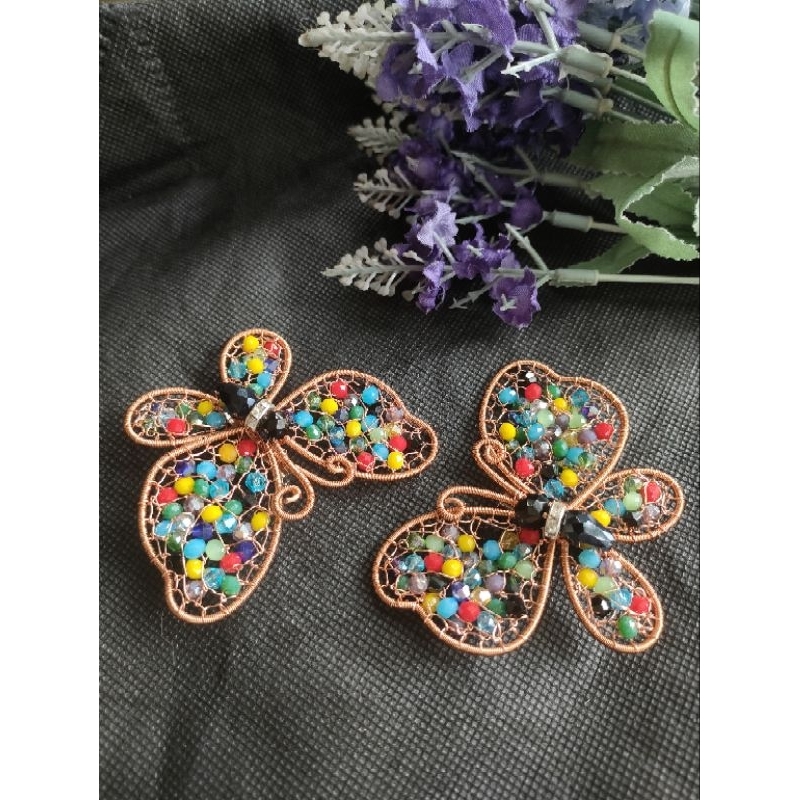 Bros Kupu kupu kristal kawat tembaga / Bros kupu kupu / Bros kawat tembaga