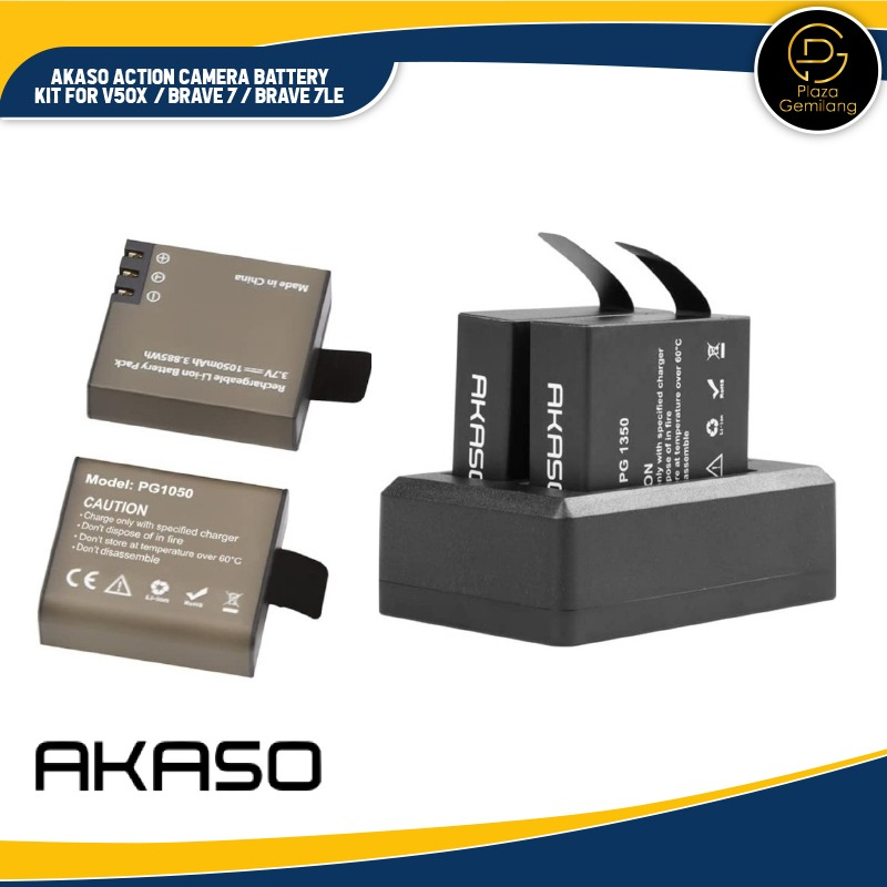 AKASO Action Camera Battery Kit For V50X / Brave 7 / Brave 7LE