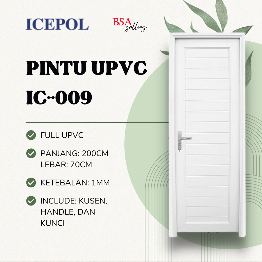 PINTU UPVC KAMAR MANDI 70X200 ICEPOL / PINTU KAMAR MANDI PUTIH
