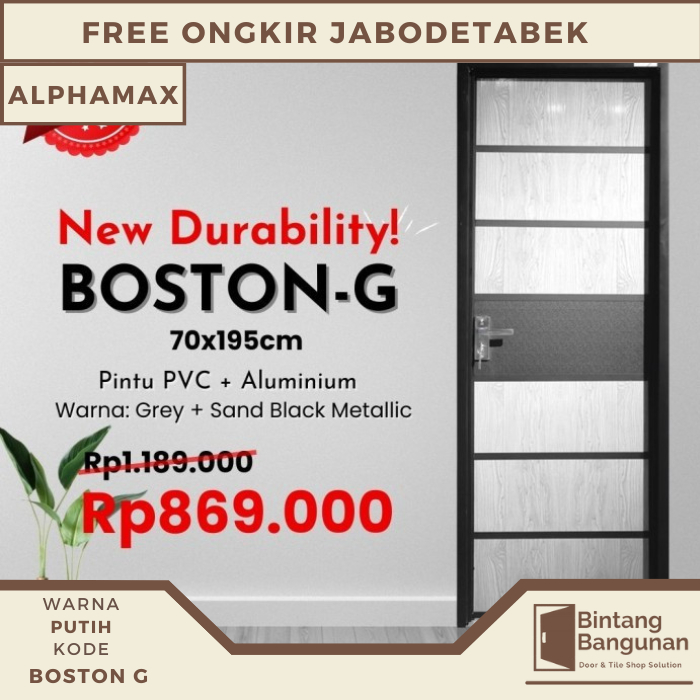 Pintu Aluminium TEBAL | Pintu Kamar Mandi ALPHAMAX - Boston G