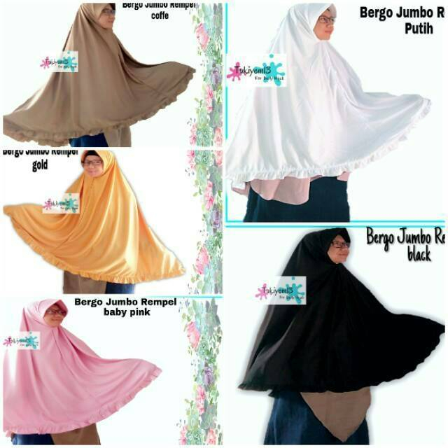 PROMO MURAH Bergo Syari Khimar Syari Kerudung Hijab Jilbab Bergo Jumbo Besar Syari Rempel W