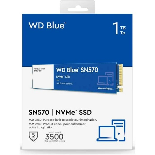 SSD M.2 NVME PCIE GEN3 2280 WD BLUE 1TB-SN570-WDS100T3B0C