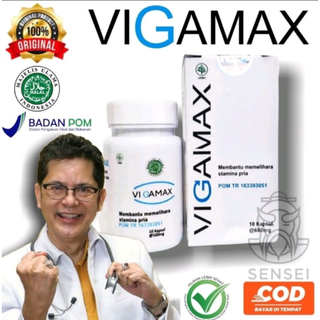 VIGAMAX Suplemen Herbal Pria Dewasa Minuman Kapsul 100% Original, Obat Kuat Alami, Tanpa Efek Sampin