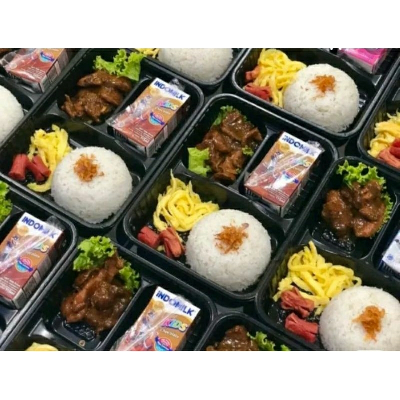 paket nasi bento kids ayam teriyaki plus susu kotak