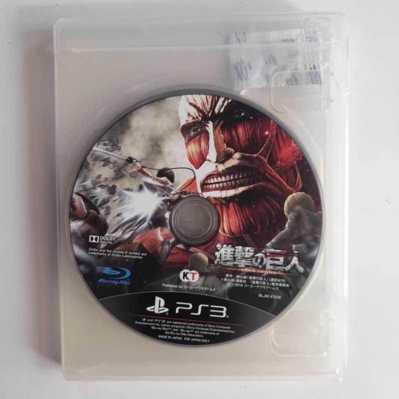 BD PS3 kaset ps3 AOT attack on titan ps3