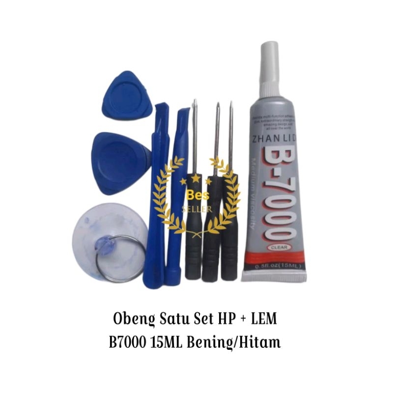Obeng Satu Set HP + LEM B7000 15ML Bening | Obeng Semua Hp Plus Lem Lcd Touchscreen Backdoor Ori