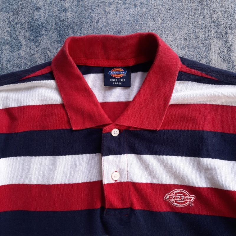 dikis polo tshirt stripe. on tag size L (P74xL53) full tag, good condition. | kaos polo dikis second