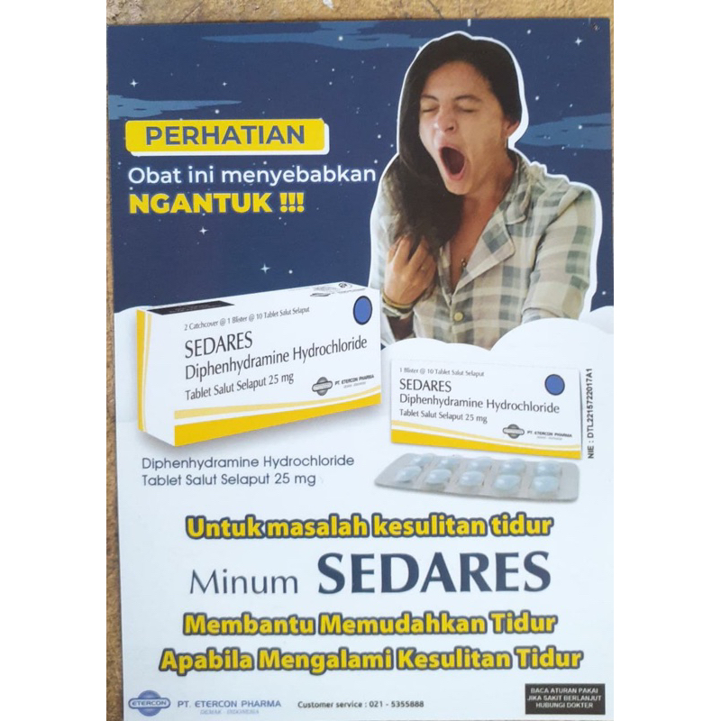 Sedares strip 10 tablet ( obat insomnia susah tidur menyebabkan ngantuk )