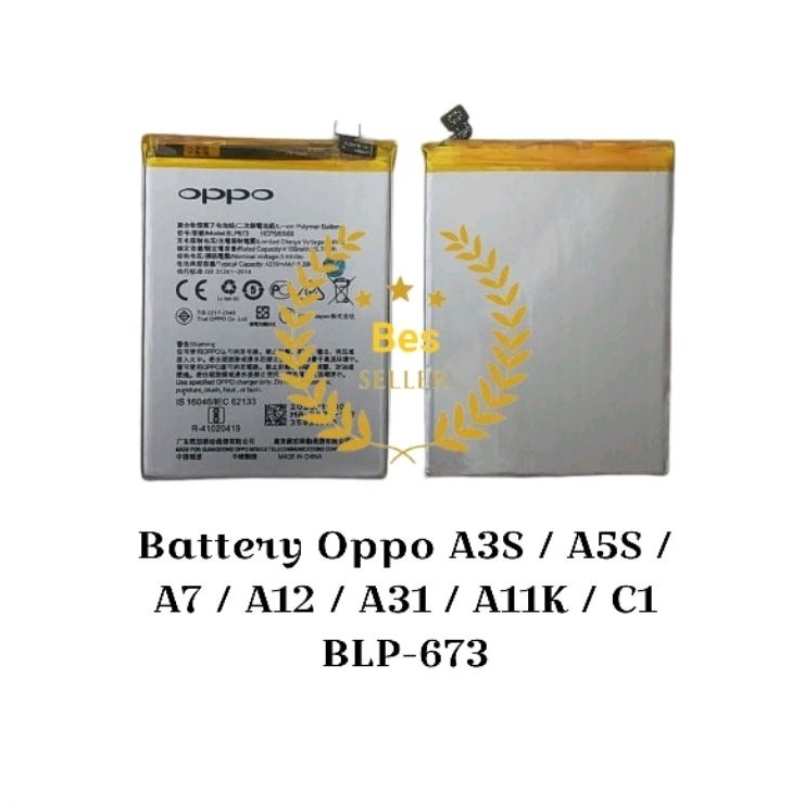 Battery Baterai OPPO A3S - OPPO A5 - OPPO A5S - OPPO A7 BLP673 ORIGINAL 100% Batre Batrei Batere HP OPPO A3S ORI 100%