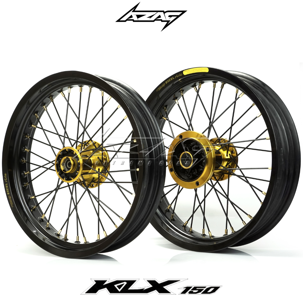 VELG SET SUPERMOTO KLX150 EXCEL TAKASAGO ASIA TROMOL SCARLET 2TONE