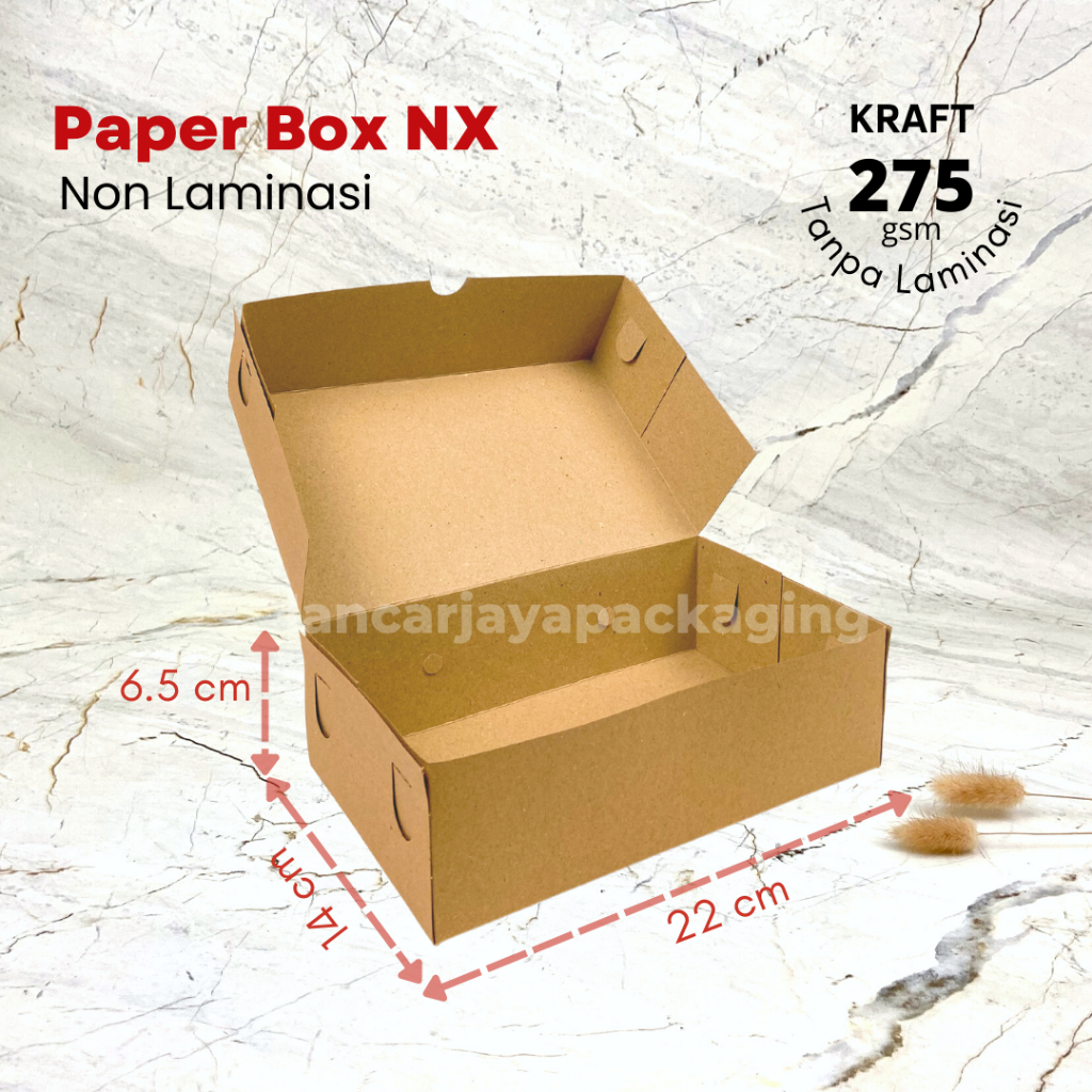 Dus NBK NX Kotak Nasi Kemasan Kue Snack Kraft 19.5x12.5x6 / 22x14x6.5 cm