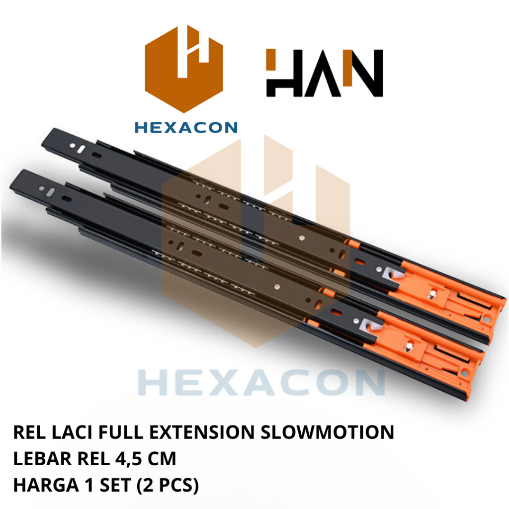 Rel Laci Double Full Extension Slow Motion Soft Close 30 35 40 45 50 cm 1 SET 2 PCS