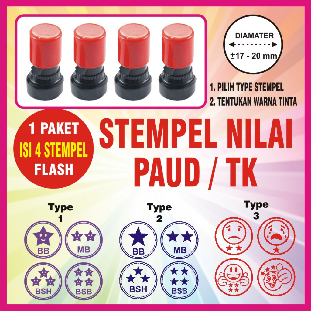 

PAKET STEMPEL ISI 4 || NILAI BINTANG TK PAUD SD