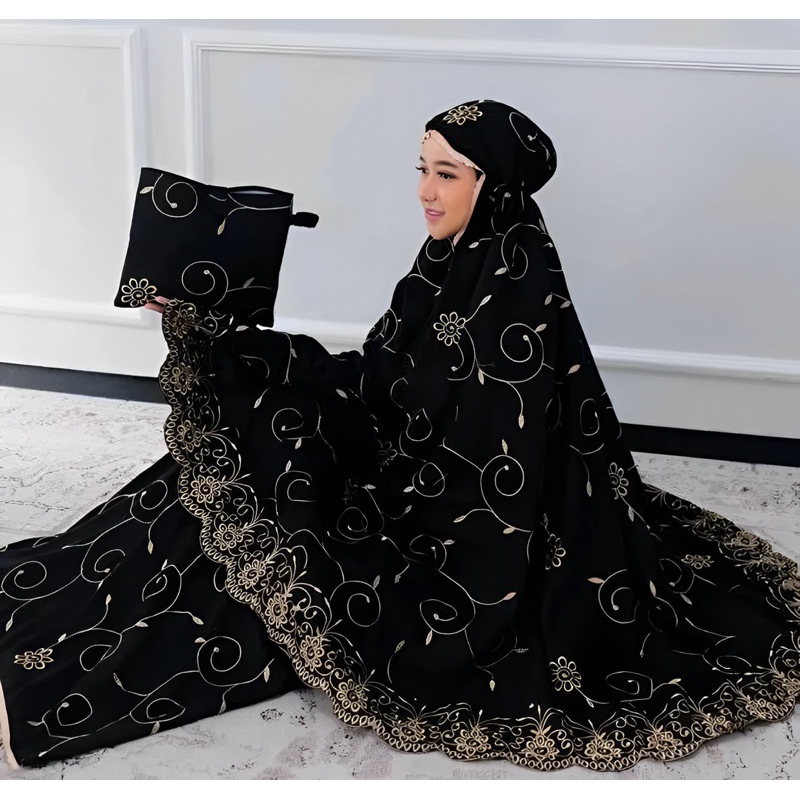 Mukena Dewasa Gracella Exclusive Bunga Teratai Full Bordir Katun Premium