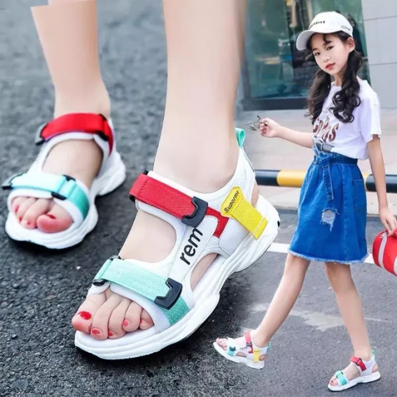 sandal sendal anak perempuan sedang trend cewek umur 2 3 4 5 6 7 8 9 10 11 12 tahun / sandal sendal 