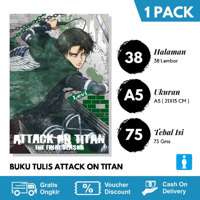 

BUKU TULIS SEKOLAH 38 LEMBAR / BUKU TULIS ATTACK ON TITAN ISI 5 BUKU TULIS