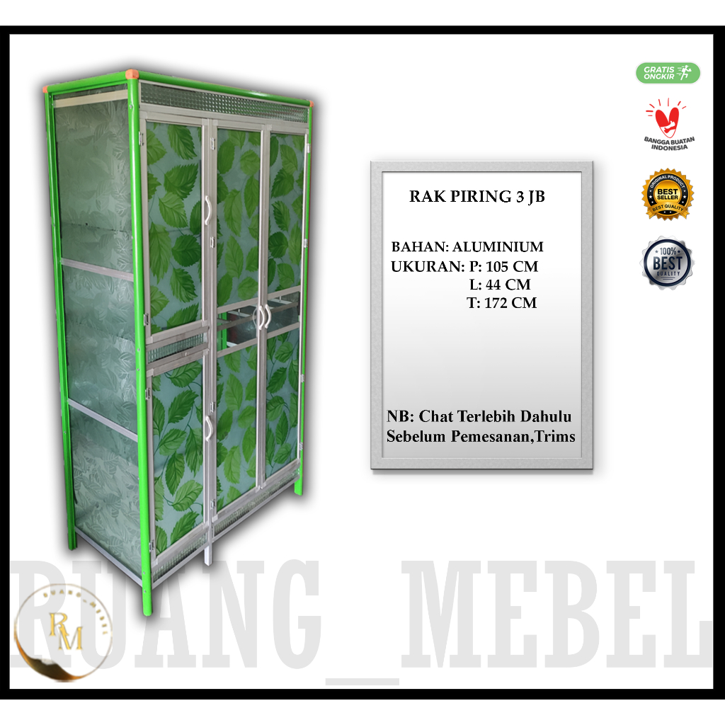 RAK PIRING ALUMINIUM 3 JUMBO WARNA