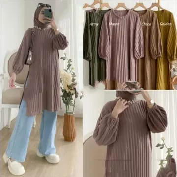 TUNIK KNIT HORNET WANITA TERKINI/ATASAN TUNIK KNIT HORNET/KNIT HORNET BAJU MUSLIM TUNIK
