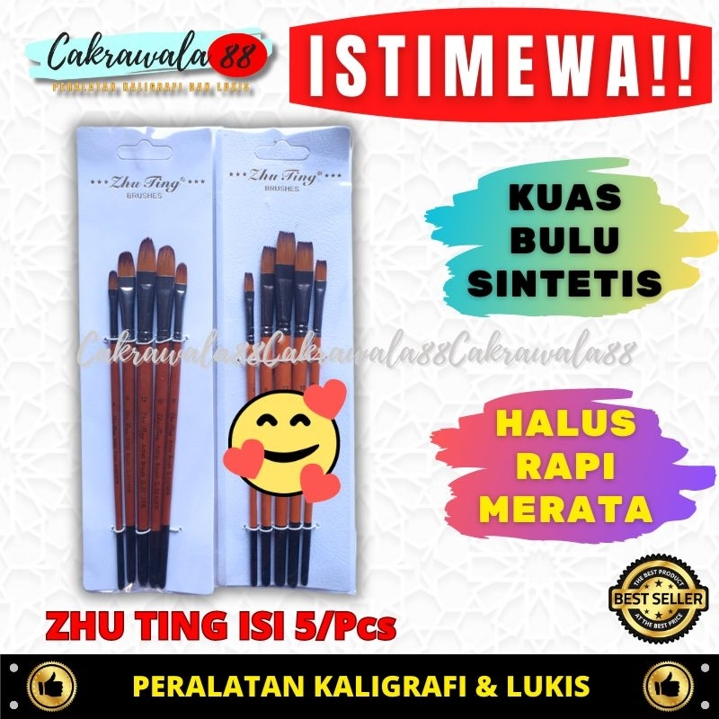 

Kuas Zhu Ting 5 Batang /Kuas Lukis/Kuas Kaligrafi/Kuas Cat Air