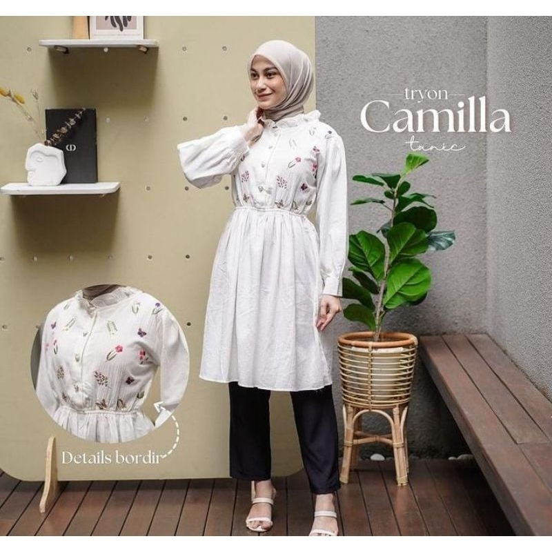 Tunik putih wanita - Tunik wanita terbaru - Tunik muslimah casual