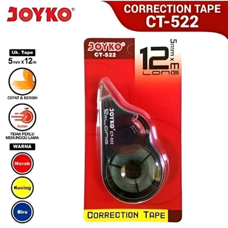 

Correction Tape tipe-x kertas Dorong 12 meter Joyko CT-522 | 12pcs