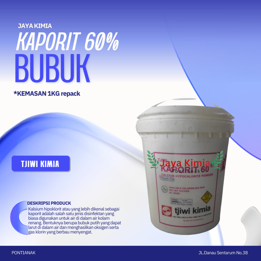 kaporit bubuk/Kaporit Tjiwi 60%/klorin/chlorine bubuk/penjernih air