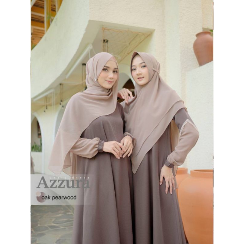 GAMIS SYAR'I SET KHIMAR AZZURA BASIC ORI BY KYRA BAHAN LINEN POLO