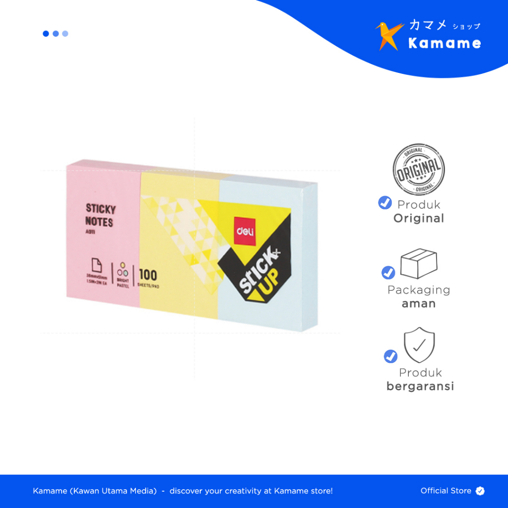 

Deli A011 03 Memo tempel - Sticky Notes 38×51mm 1.5''×2'' 100 Sheet