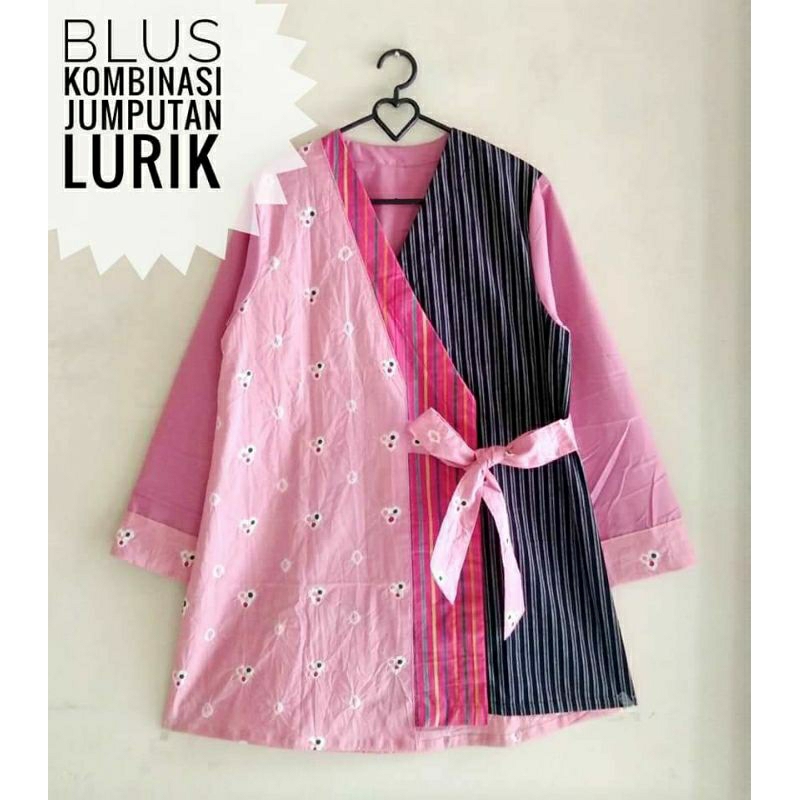 Blouse Kombinasi Jumputan Lurik