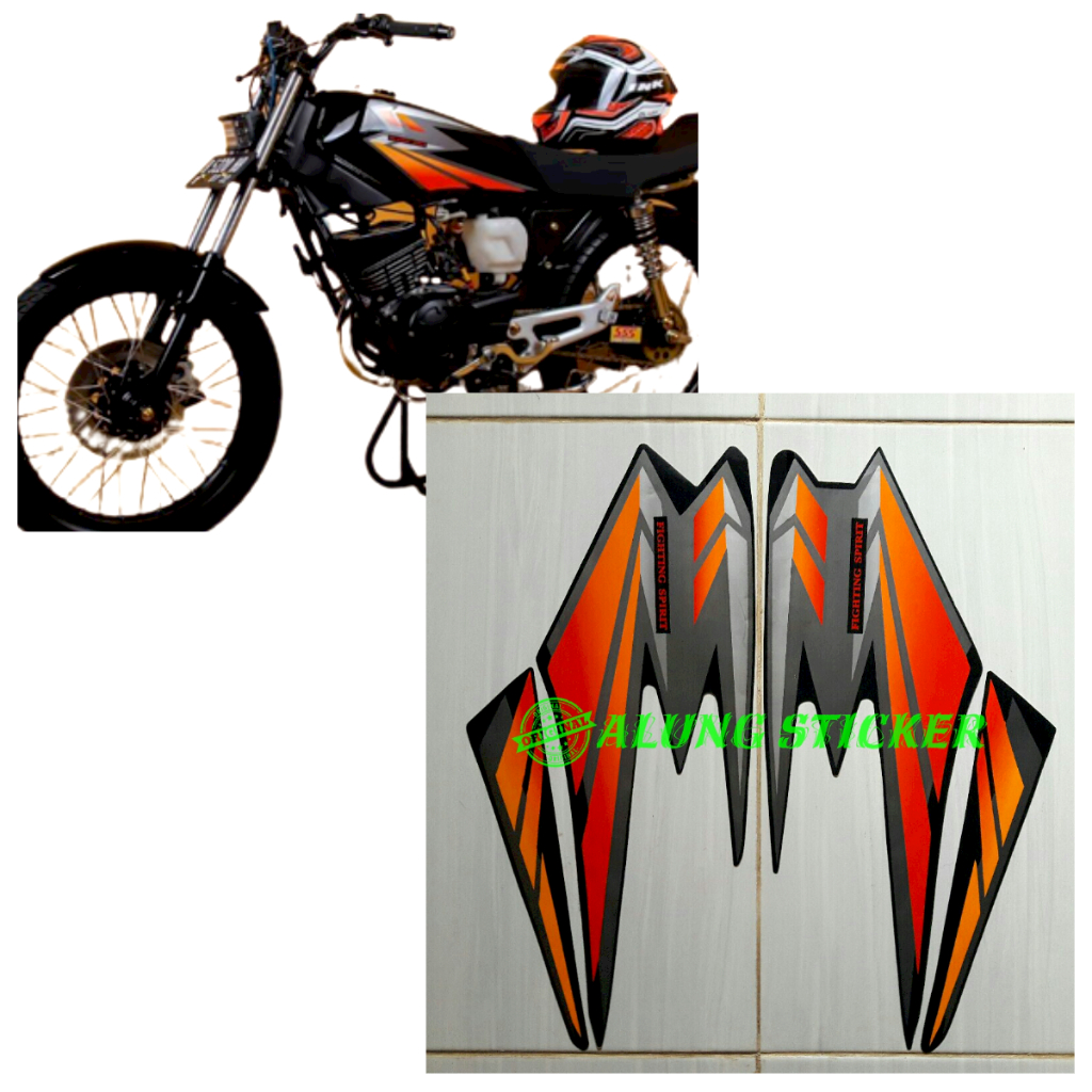 STIKER STRIPING LIS LES BODY MOTOR YAMAHA RX KING TAHUN 2002 WARNA MERAH 1SET STANDAR
