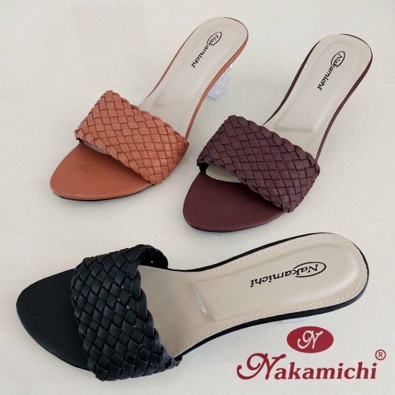 Sandal Heels Kaca Wanita Model Rajut