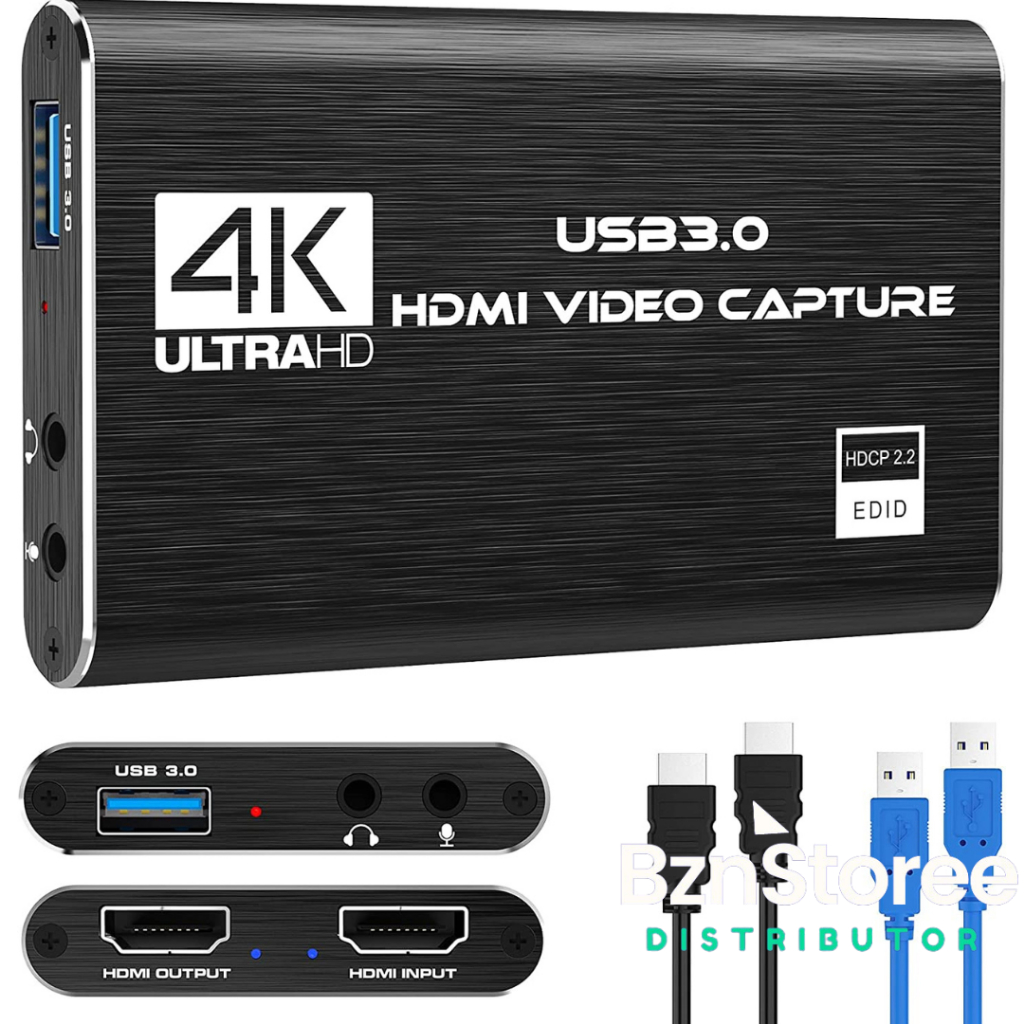 Video Capture Card Adapter USB 3.0 2.0 4K Adaptor Vidio Audio HDMI Resolusi Live Streaming Port Kone