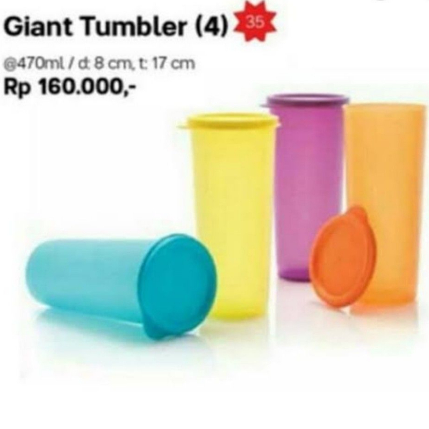 TUPPERWARE Giant Tumbler 470ml // Botol Minum Plastik Ecer Warna Ungu Kuning Merah Biru Tosca Anak S