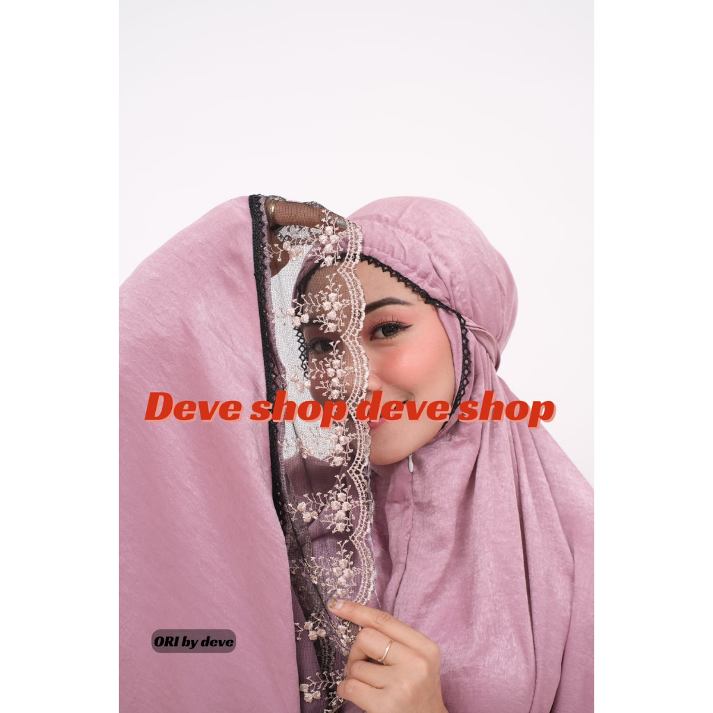 MUKENA SANTORINI 2IN1 DENGAN RENDA TILE HITAM PREMIUM RENDAH MEWAH DENGAN TAS POLOS YANG CANTIK BY D