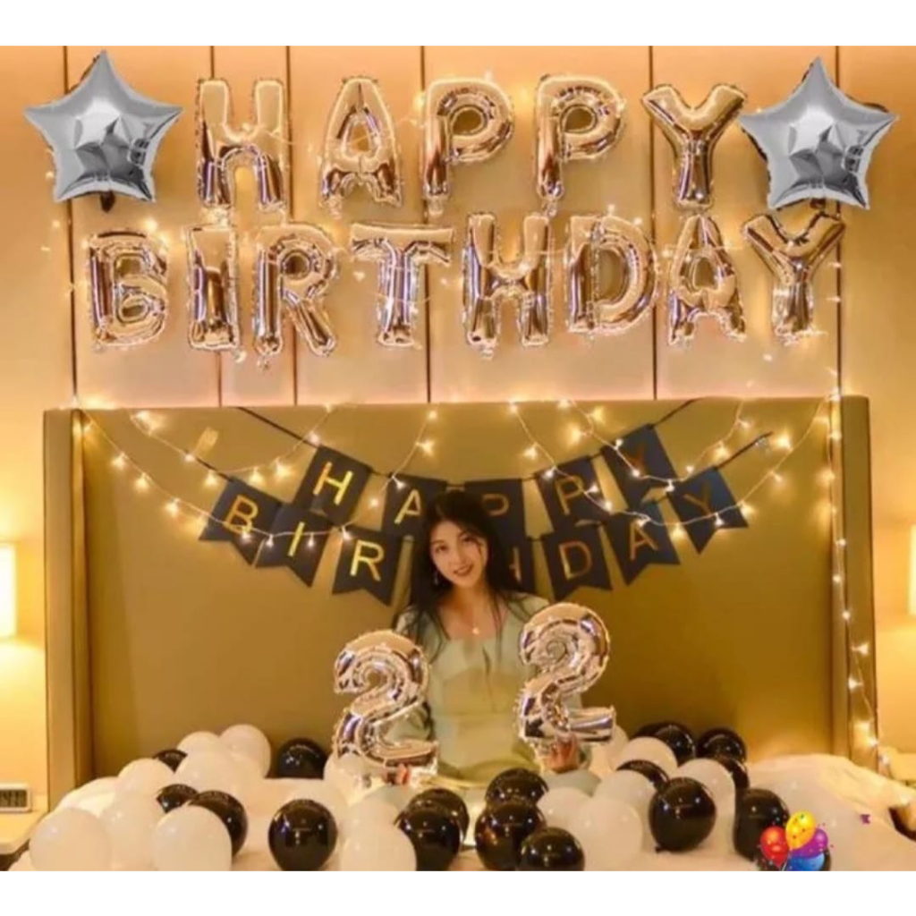 Dekorasi Balon Pesta Happy Birthday Balon Ulang Tahun / Dekor banner Ultah Anak Simple