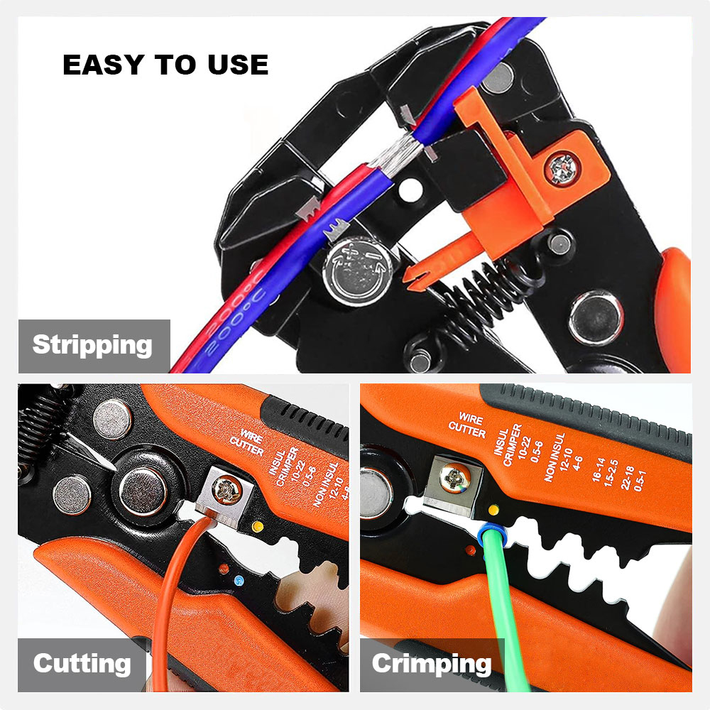 JLD Tang Crimping Tool 10-24 AWG (0.2~6.0mm²) Automatic Wire Stripper Crimper Wire Cuter Pliers Tang Krimping Tools Alat Pengupas Kawat