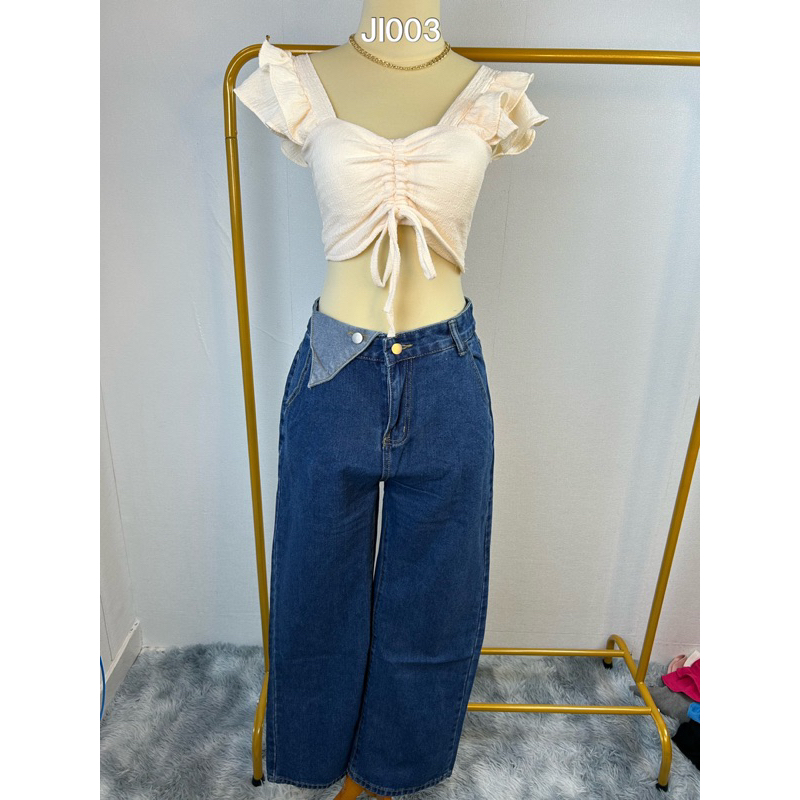 jl003-jeans kulot motif segitiga