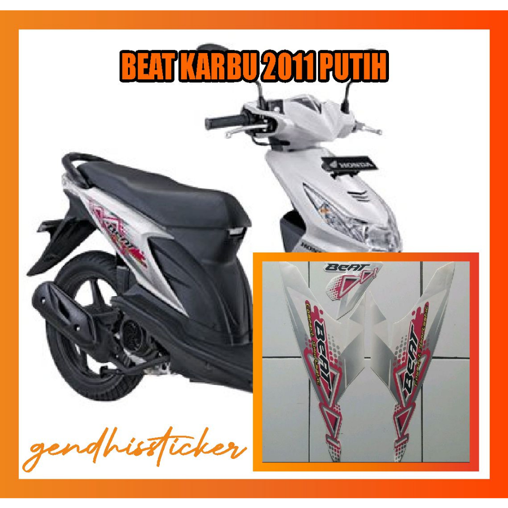 stiker motor beat karbu 2011 putih pink