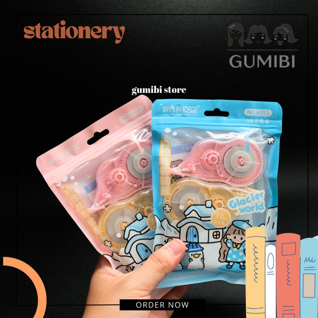 

CORRECTION TAPE 3 IN 1 FREE STIKER XDM 6232 TIP EX SETIP PENGHAPUS PULPEN LUCU