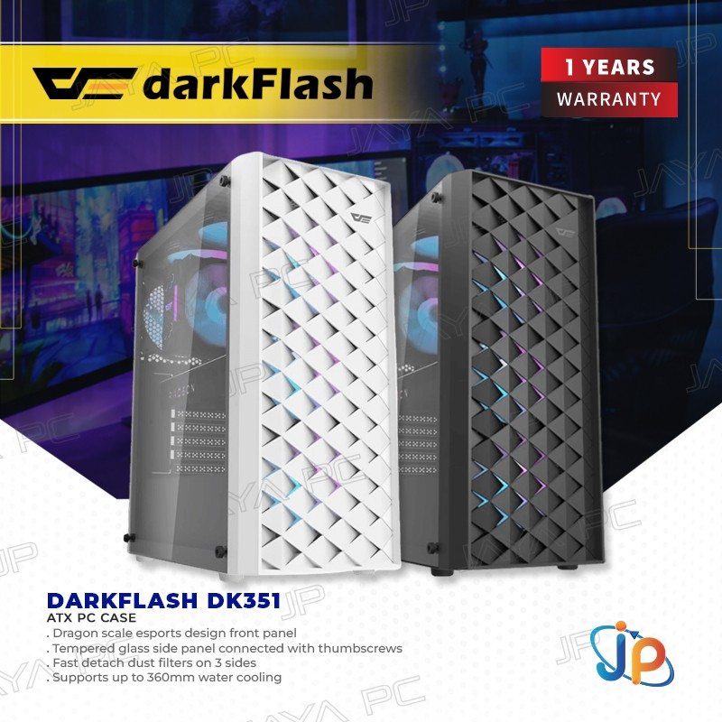 darkFlash DK351 ATX PC CPU Case - Tempered Glass Casing