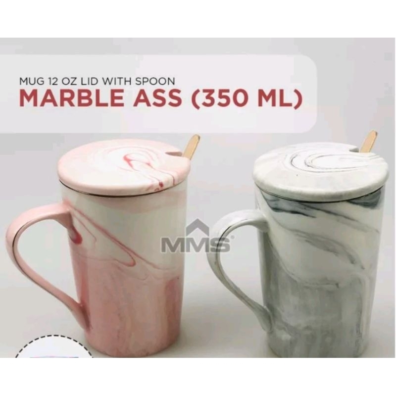 ROYAL ALFRED Marble 12oz Mug Aesthetic Keramik + Sendok 350ml Assorted